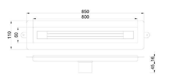 Душевой лоток B&T INFINITY 80см, нерж.сталь ХРОМ, арт. 981-80-CR