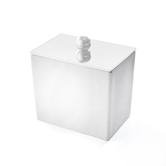 3SC Баночка универсальная, 10х10х7 см, с крышкой, настольная, композит Solid Surface,  Mood цвет: белый арт. MW48ABO