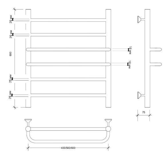 Полотенцесушитель водяной, черный, Secado 60x40, Триест - 4603777471774
