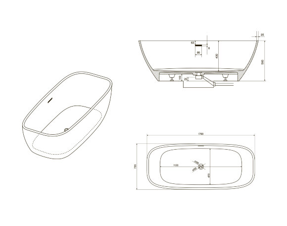 Ванна из искусственного камня NT202 BERGAMO NT BAGNO цвет: белый матовый Ванна из искусственного камня NT202 BERGAMO NT BAGNO цвет: белый матовый