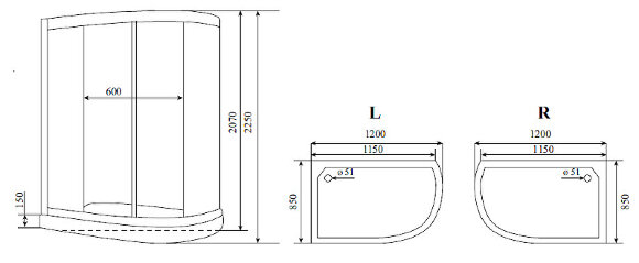 Timo Душевая кабина  Lux 120x85 с гидромассажем арт. T-7702R