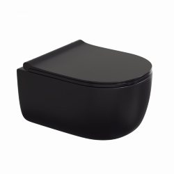 Унитаз подвесной black rimless 49 см., Сиденье дюропласт toma black slim so: микролифт, быстросьем Ego Berges арт. 082125