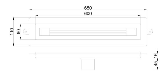 Душевой лоток B&T INFINITY 60см, нерж.сталь ХРОМ, арт. 981-60-CR