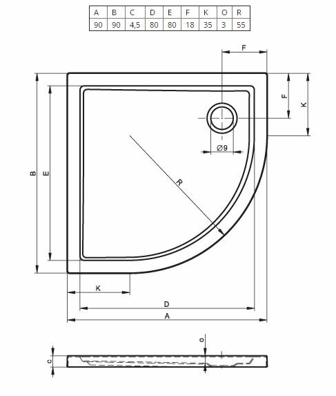 Акриловый душевой поддон Riho Zurich 280 90x90 белый R55 DA8800500000000