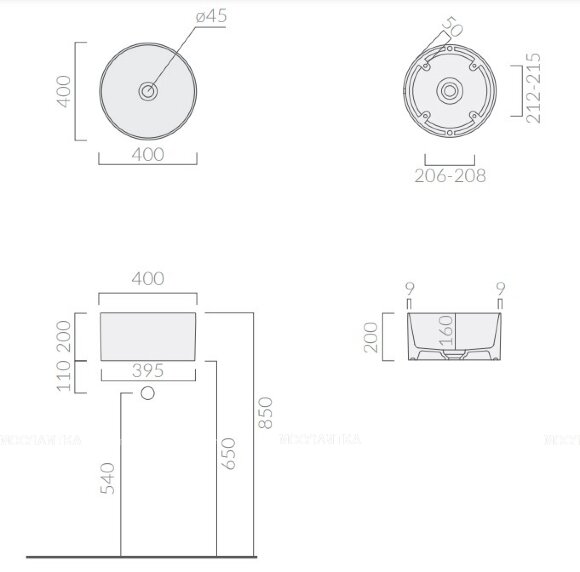 Раковина Galassia Core 40 см 7306NEMT цвет: черный матовый Раковина Galassia Core 40 см 7306NEMT цвет: черный матовый