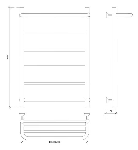 Полотенцесушитель водяной, хром, Secado 80x50, Триада 1 СП - 4603759403762