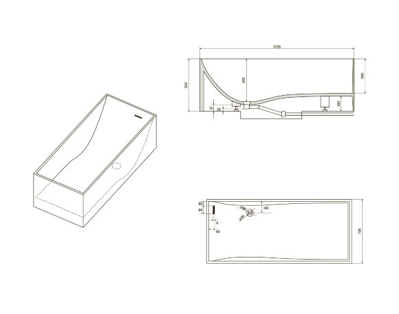 Ванна из искусственного камня NT205 TRIESTE NT BAGNO цвет: белый матовый