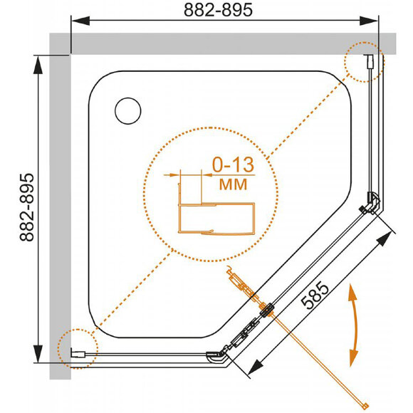 Душевой уголок ECO Бронза Cezares - ECO-O-P-1-90-C-Br Душевой уголок ECO Бронза Cezares - ECO-O-P-1-90-C-Br