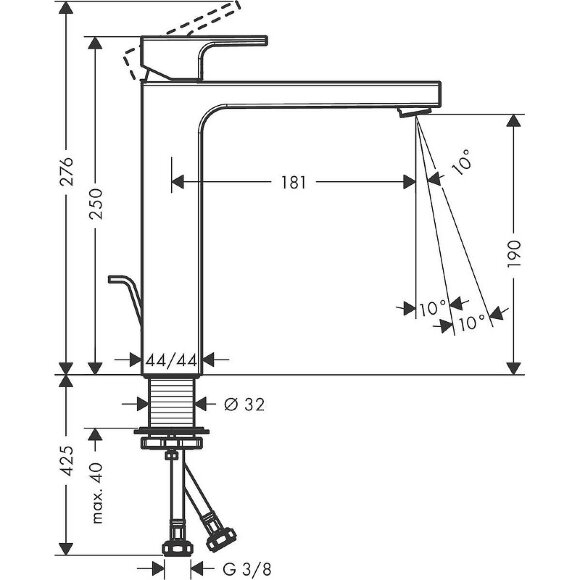 Смеситель для раковины, 71562000 Vernis Hansgrohe, цвет: shape хром Смеситель для раковины, 71562000 Vernis Hansgrohe, цвет: shape хром