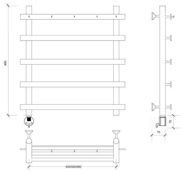 Полотенцесушитель электрический, черный матовый, Secado 60x70, Понтида 1 К - 4673739239377 Полотенцесушитель электрический, черный матовый, Secado 60x70, Понтида 1 К - 4673739239377