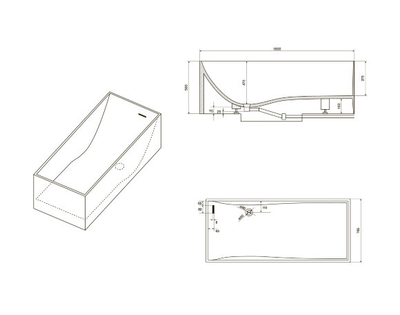 Ванна из искусственного камня NT205A TRIESTE NT BAGNO цвет: белый матовый