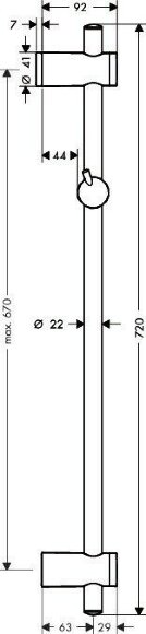 Hansgrohe душевая штанга Reno 72см, Unica, глянцевый хром арт. 27704000 Hansgrohe душевая штанга Reno 72см, Unica, глянцевый хром арт. 27704000