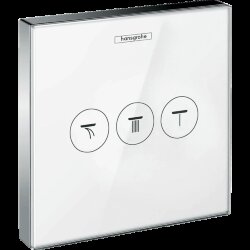 Hansgrohe переключатель потоков для душа на 3 потребителя, ShowerSelect Glass, матовый белый арт. 15736400 Hansgrohe переключатель потоков для душа на 3 потребителя, ShowerSelect Glass, матовый белый арт. 15736400