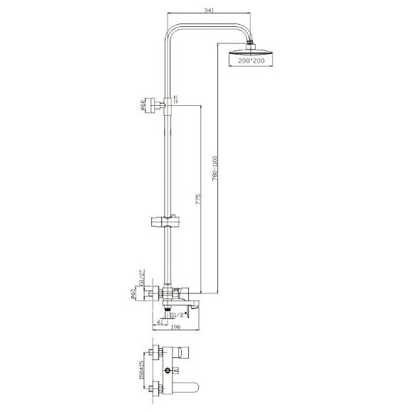 Душевая система хром, Haiba - HB2401