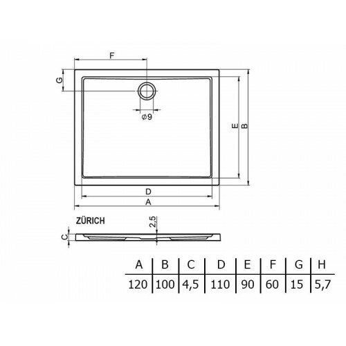 Поддон ZURICH 292 (120х100х4,5) RIHO DA4800500000000