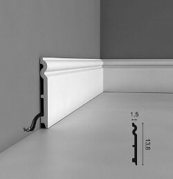 Плинтус из дюрополимера с кабель-каналом SX138 Orac Axxent Бельгия цвет: Белый