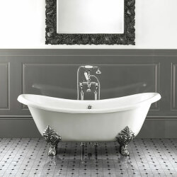 Devon&Devon Cherie ванна 1685х760х710 мм, чугунная, белая, без отверстий под смеситель, ножки Flora полированная латунь