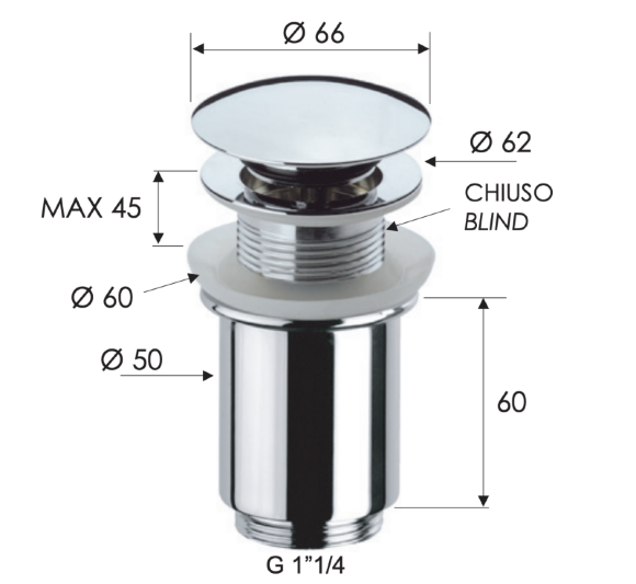 Донный клапан Remer без перелива, цвет: нержавеющая сталь, арт. 904CC114XV Донный клапан Remer без перелива, цвет: нержавеющая сталь, арт. 904CC114XV