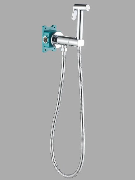 Гигиенический душ с прогрессивным смесителем скрытого монтажа ALMAes AGATA AL-877-01, цвет: хром глянец