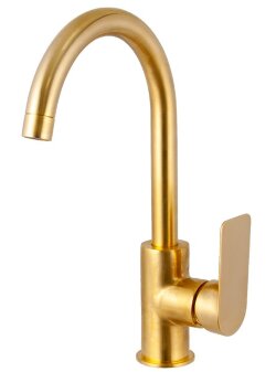 Смеситель для кухни REMER Infinity с поворотным изливом I72BG золото шлифованное