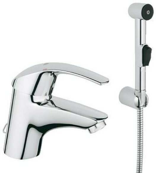 Смеситель для раковины с гигиеническим душем (хром) GROHE Eurosmart Hygienica арт. 33462001