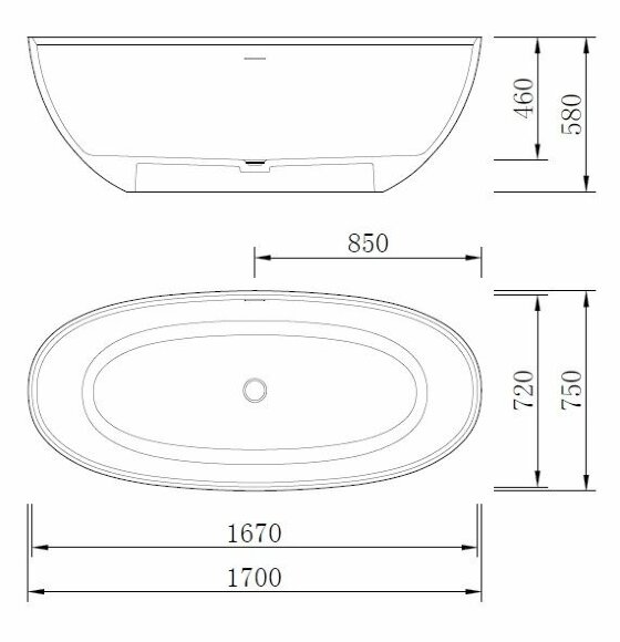 Ванна из искусственного камня NT308 1700 PULSANTE NT BAGNO цвет: белый матовый
