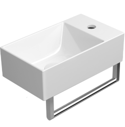 Подвесная раковина 40 х 23 х 12 см GSI KUBE, с отверстием под смеситель справа/слева, цвет: белый глянец, арт. 9484111 Подвесная раковина 40 х 23 х 12 см GSI KUBE, с отверстием под смеситель справа/слева, цвет: белый глянец, арт. 9484111