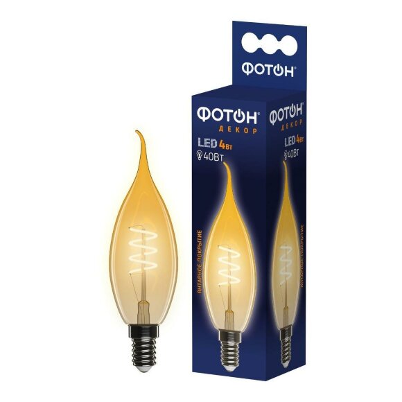 Лампа светодиодная филаментная E14 4W 2200K 23960 Декор Фотон цвет: золотой