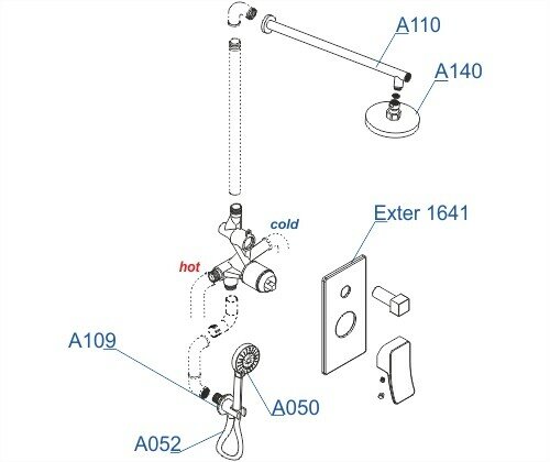 Встраиваемый комплект для душа с верхней душевой насадкой и лейкой A16040 WasserKRAFT Exter 1600 цвет: Бронза Встраиваемый комплект для душа с верхней душевой насадкой и лейкой A16040 WasserKRAFT Exter 1600 цвет: Бронза