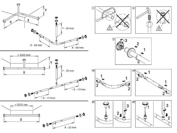 Keuco Набор штанг для душевой шторки для квадратного душа 100х100 см, Plan, 14940 011000 цвет: хром
