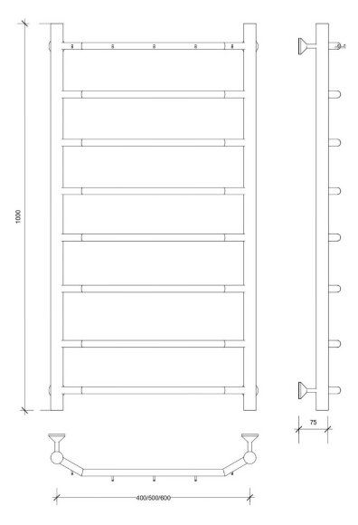 Полотенцесушитель водяной, хром, Secado 100x60, Агата 1 К - 4603777444037