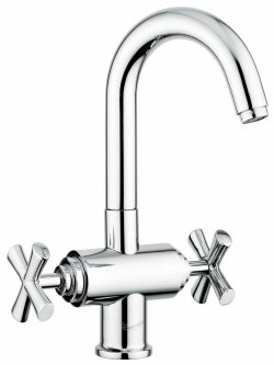 Двухвентильный смеситель (h30 см) для раковины с поворотным изливом и донным клапаном, Emmevi Spirit New, 31003/ORS цвет: золото Двухвентильный смеситель (h30 см) для раковины с поворотным изливом и донным клапаном, Emmevi Spirit New, 31003/ORS цвет: золото