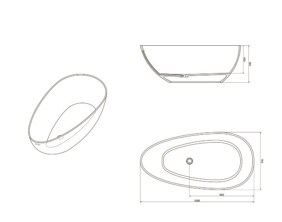 Ванна из искусственного камня NT312 1500 PETALO NT BAGNO цвет: белый матовый
