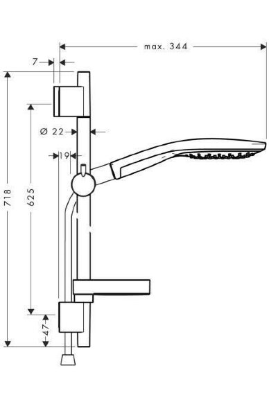 Hansgrohe душевой гарнитур со штангой 65см и мыльницей, Raindance Select S, глянцевый хром арт. 27802000