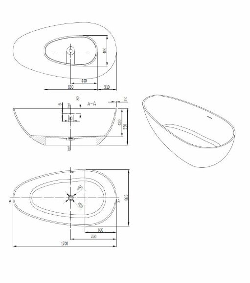Ванна из искусственного камня NT312 1700 GERMOGLIO NT BAGNO цвет: белый матовый Ванна из искусственного камня NT312 1700 GERMOGLIO NT BAGNO цвет: белый матовый