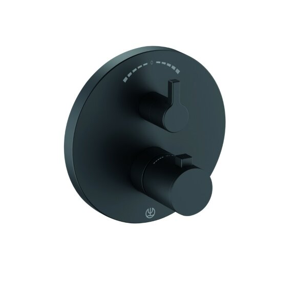 Встраиваемый смеситель для ванны и душа с термостатом, черный матовый, NOVA FONTE Kludi арт. 208303915