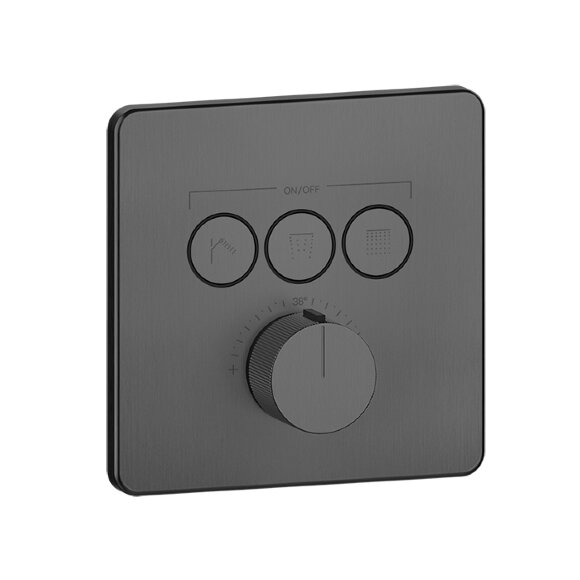 Comfort Смеситель для душа, встраиваемый, термостатический, с 3 запорными кнопками, Hi-Fi Gessi цвет: Black Metal PVD - 38719#706