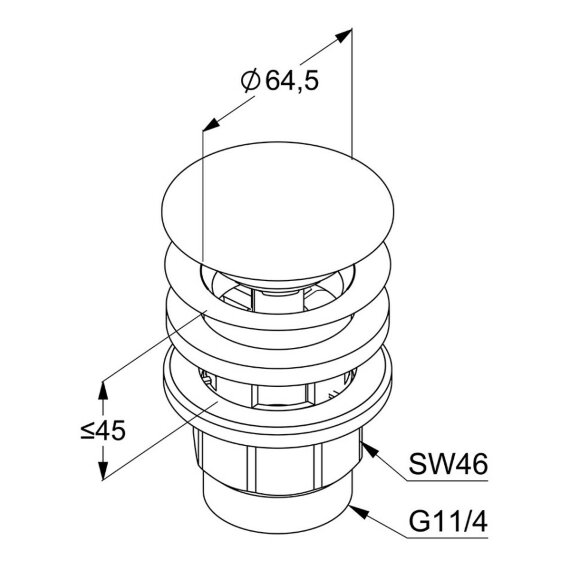 Донный клапан PUSH-OPEN, черный матовый,  Kludi арт. 1042639-00