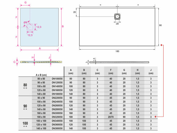 Поддон VELVET SOLE (90 x 90) RIHO DN22005X0000000