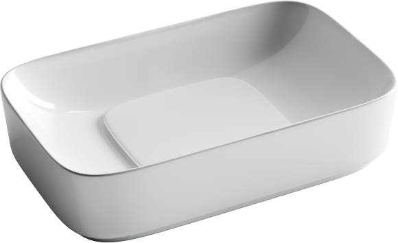 Раковина накладная прямоугольная с керамической накладкой на сливе Element Ceramica Nova (белый) CN5021