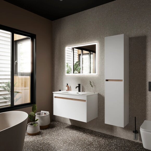 Тумба подвесная SANCOS Smart 890х450х500, c двумя ящиками оснащенными доводчиками, белый глянец , арт. SM90W Тумба подвесная SANCOS Smart 890х450х500, c двумя ящиками оснащенными доводчиками, белый глянец , арт. SM90W