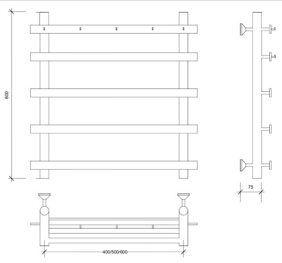 Полотенцесушитель водяной, черный, Secado 60x50, Понтида 1 К - 4673739227183 Полотенцесушитель водяной, черный, Secado 60x50, Понтида 1 К - 4673739227183