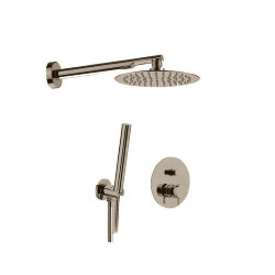 Душевой комплект : смеситель с переключателем, ручная лейка, держатель и верхний душ, никель KERASAN Nolita, 923194 ni цвет: никель Душевой комплект : смеситель с переключателем, ручная лейка, держатель и верхний душ, никель KERASAN Nolita, 923194 ni цвет: никель