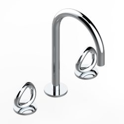 Смеситель для раковины на три отверстия устанавливаемый на борту с донным клапаном, THG Серия "О", хром (A02) - G4P-151 Смеситель для раковины на три отверстия устанавливаемый на борту с донным клапаном, THG Серия "О", хром (A02) - G4P-151