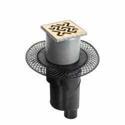 Трап водосток 100х100, s-сифон d50/105 h50 вертикальный Platz antik Berges арт. 092060