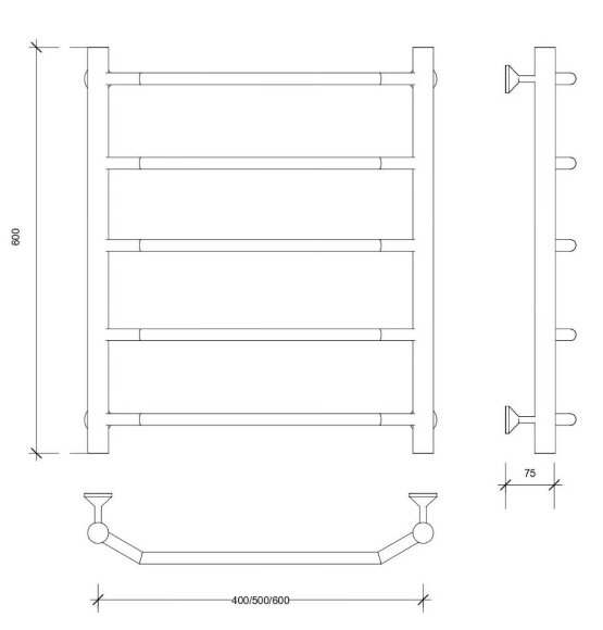 Полотенцесушитель водяной, хром, Secado 60x50, Агата 1 - 4603759404967