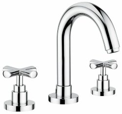 Двухвентильный смеситель для раковины на 3 отверстия с донным клапаном, Emmevi Spirit New, 31033/OR цвет: золото Двухвентильный смеситель для раковины на 3 отверстия с донным клапаном, Emmevi Spirit New, 31033/OR цвет: золото