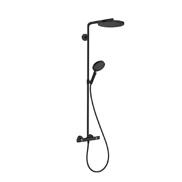 Душевая стойка Hansgrohe Raindance с термостатом 1jet (верхний душ 240мм, ручной душ с держателем), цвет: черный матовый