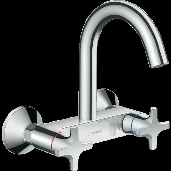 Hansgrohe смеситель для кухни, настенный внешнего монтажа, двухвентильный, Eco, Logis M32, глянцевый хром арт. 71284000