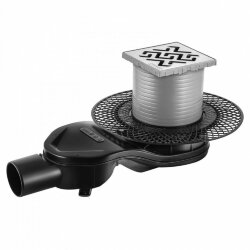 Трап водосток 100х100, s-сифон d50 h60 боковой Platz antik Berges арт. 090160